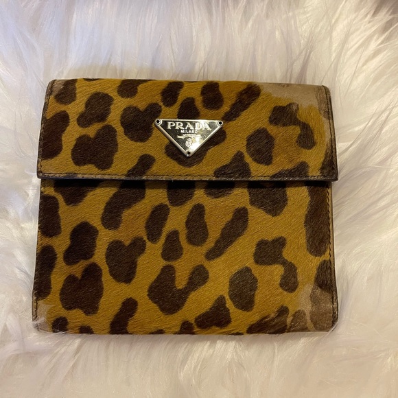 Prada Accessories - Prada leopard bifold with certification card